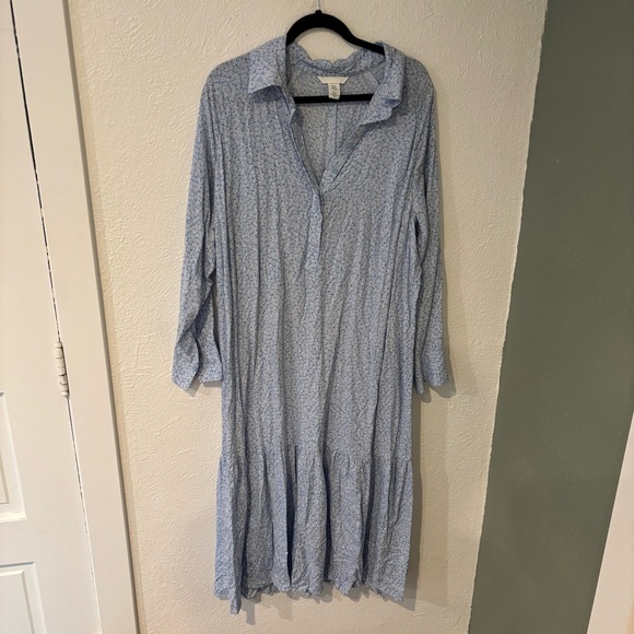 H&M Blue Patterned Shirt Dress Size XL - Picture 6 of 8